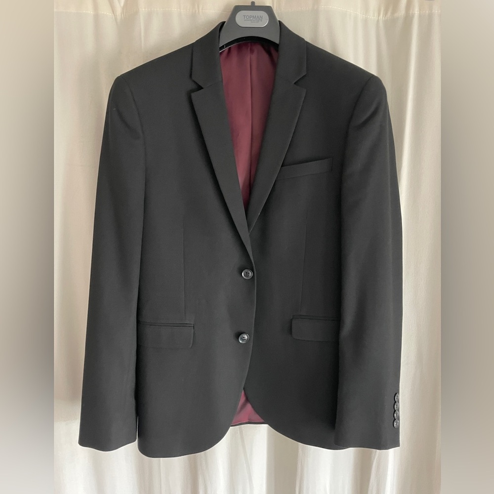 Topman Black Textured suit